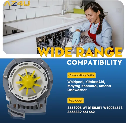 Miniatura 4 de AZ4U Bomba de drenaje W10348269 W10724439 W10876537 para motor de lavavajillas Whirlpool reemplaza 8558995 W10158351 W10084573 8565839 661662