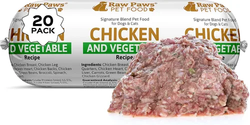 Miniatura 11 de Raw Paws Signature Blend Alimento para mascotas para perros y gatos, receta de carne de res y verduras, rollos de 1 libra (paquete de 20) – Alimento
