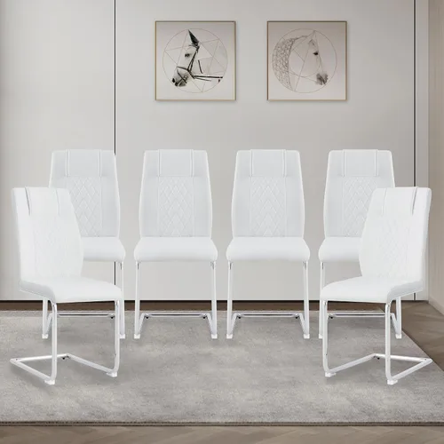 Miniatura 19 de cinkehome Juego de 4 sillas de comedor modernas de color negro con patas de metal plateado, silla lateral tapizada sin brazos con respaldo alto