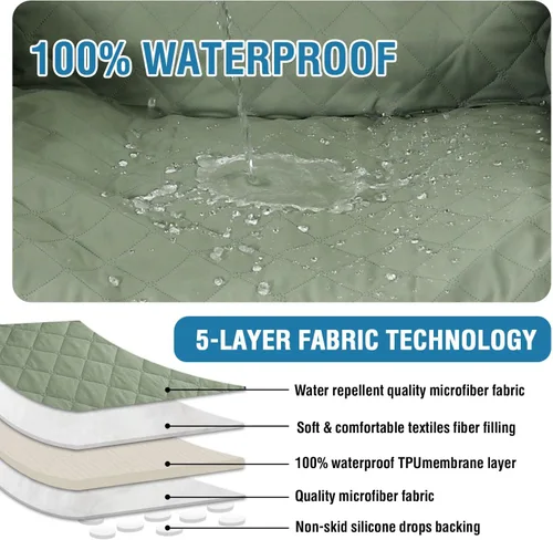 Miniatura 3 de H.VERSAILTEX Funda de sofá reclinable 100% impermeable con bolsillo para 2 asientos, antideslizante, suave, lavable, protector de muebles