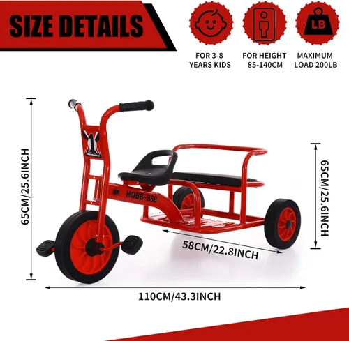 Miniatura 5 de Triciclo para niños de 3 a 5 años, patio de juegos preescolar, triciclos para niños, triciclo tándem para guardería, bicicleta tándem para niños