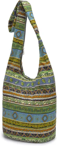 Miniatura 91 de Bolsa de hombro para mujer, de lona en estilo hippie/bohemio para llevar cruzada al hombro, disponible en diferentes colores y estampados
