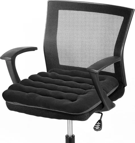 BUYUE Good Support Cojín de Silla de Oficina Acolchado, Terciopelo Suave Cómodo Antideslizante Cojín de Asiento para Escritorio de Computadora Silla