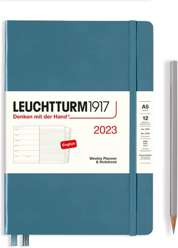 Miniatura 7 de LEUCHTTURM1917 - Agenda semanal y cuaderno mediano (A5) 2023 con folleto extra, rojo (1 de enero - 31 de diciembre de 2023)
