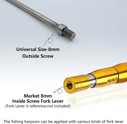 Miniatura 5 de Brazo de pesca telescópico de 6.2 pies con 3 dientes, gancho de pesca telescópico de acero inoxidable con tornillo de 8 mm, arpones barbados