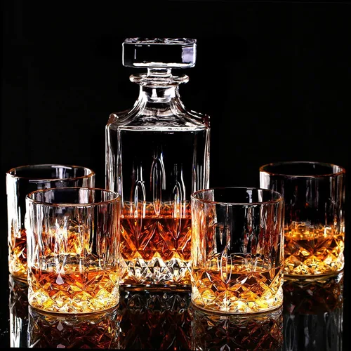 Miniatura 4 de LIGHTEN LIFE Juego de decantador de whisky de cristal para hombre, caja de regalo con vasos, vidrio sin plomo para bourbon y licor, perfecto