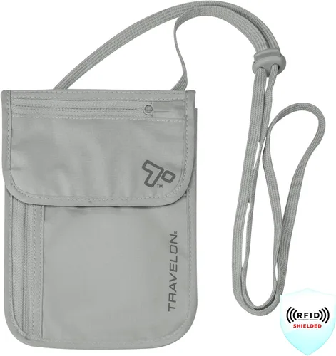 Miniatura 2 de Travelon Cartera de viaje con bolsa de cuello para ropa interior, Gris, Bolsa de cuello de ropa interior con bloqueo RFID