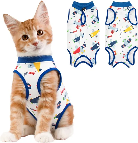 Miniatura 20 de Coppthinktu Traje de recuperación de gato para mujer, mameluco transpirable para después de la cirugía para heridas abdominales o enfermedades