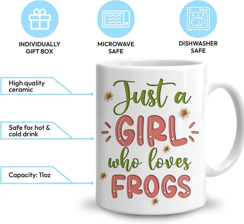 Miniatura 3 de Hyturtle Regalos Personalizados Amante de Ranas - Solo Una Chica Que Ama Las Ranas Taza de Café Personalizada con Nombre en Cerámica de 11oz - Idea