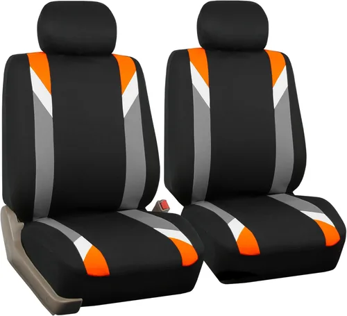 Miniatura 22 de FH Group - Fundas de tela para asientos delanteros bajos de auto con reposacabezas extraíble, ajuste universal, compatible con bolsa de aire