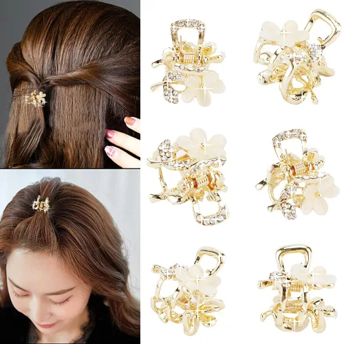 Miniatura 3 de Pinzas pequeñas para el cabello, pinzas de pelo con diamantes de imitación de ópalo, cristales de agarre para cabello grueso, fino, largo o corto