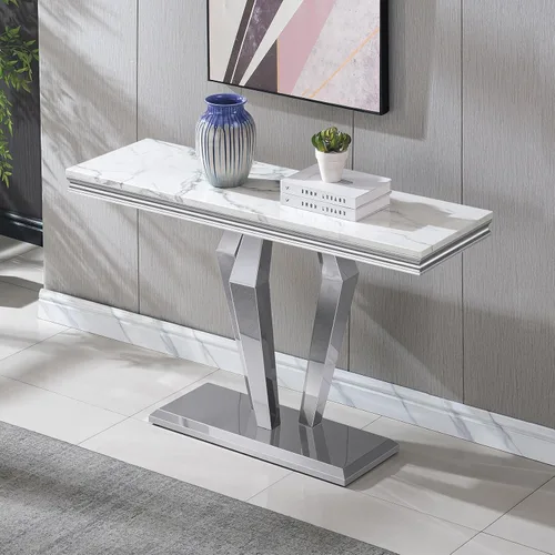 Miniatura 23 de Mesa de centro de mármol negro Henf de lujo, mesa auxiliar rectangular de mármol sintético de imitación con base de acero inoxidable dorado