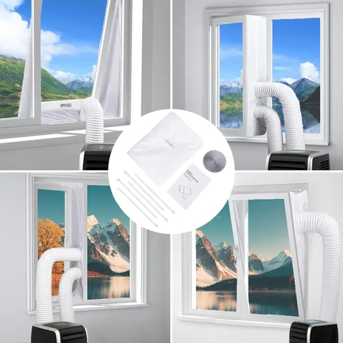 Miniatura 7 de Kit de sellado de ventana de 3M para aire acondicionado portátil, kit de ventilación de ventana con efecto de sellado 100%, fácil instalación, apto