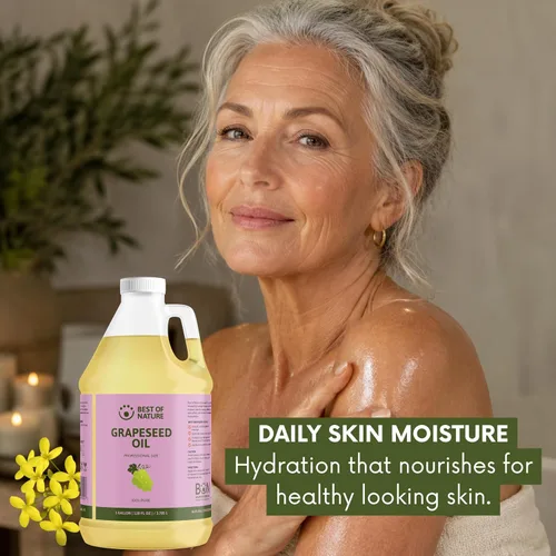 Miniatura 6 de Best of Nature Aceite corporal y masaje de semilla de uva 100% puro, sin perfume, ligero y no graso para cabello, piel, cara y aceite portador