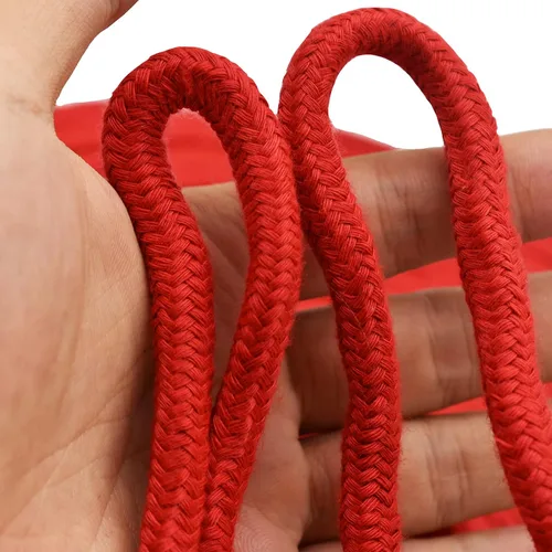 Miniatura 6 de Maydahui Cuerda larga de algodón de 32 pies (32.8 ft), suave, multiusos, lavable, fuerte, duradera, color rojo, negro y morado