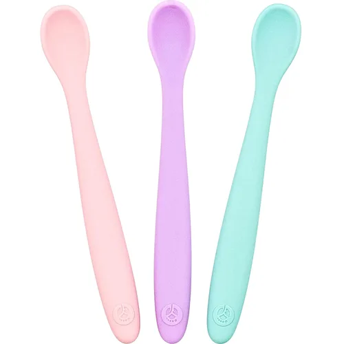 Miniatura 17 de WeeSprout Cucharas de silicona para bebé, utensilios de alimentación infantil de primera etapa con punta suave, utensilios de cocina flexibles