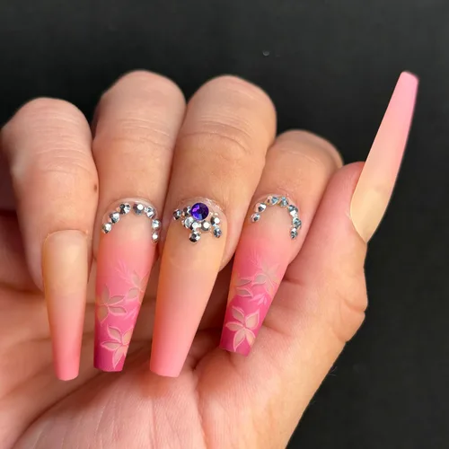 Miniatura 13 de GOLD VIBES - Uñas a presión de Lavaa Beauty Punta dorada con purpurina degradada Ataúd extra largas Vibes de oro
