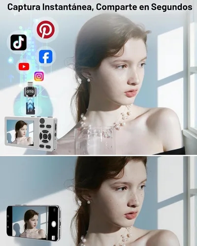 Miniatura 7 de Cámara Digital con Lente Frontal y Trasera, Cámara de Enfoque Automático de 64MP 4K para Fotografía con Tarjeta de 32GB, Cámara Compacta Portátil