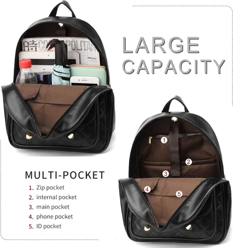 Miniatura 3 de I IHAYNER - Mochila de piel para niñas con moño, 2 unidades, para mujer
