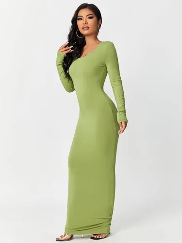 Miniatura 5 de Floerns Vestido largo de manga larga con cuello redondo para mujer