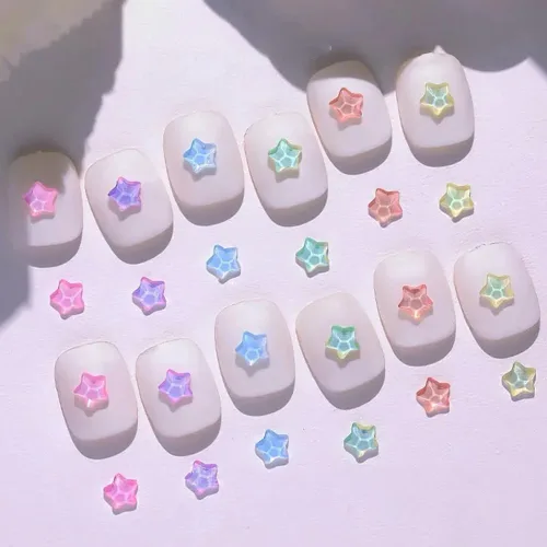 Miniatura 5 de 50 piezas de encantos de uñas con estrellas y gemas, diamantes de imitación de estrellas para uñas, encantos de uñas con estrellas, encantos