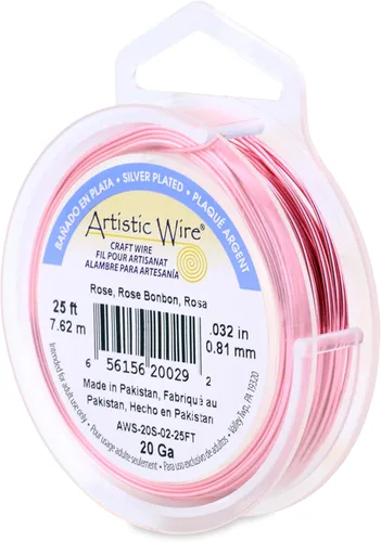 Miniatura 72 de Artistic Wire, alambre para manualidades de calibre 22 bañado en plata, resistente a las manchas, color cobre, blanco, 9,1 m