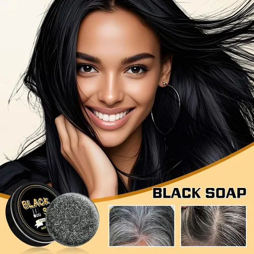 Miniatura 6 de Atsy Jabón en barra de cabello gris, jabón negro natural para cobertura de cabello gris, barra de champú oscurecimiento con ginseng y sésamo negro
