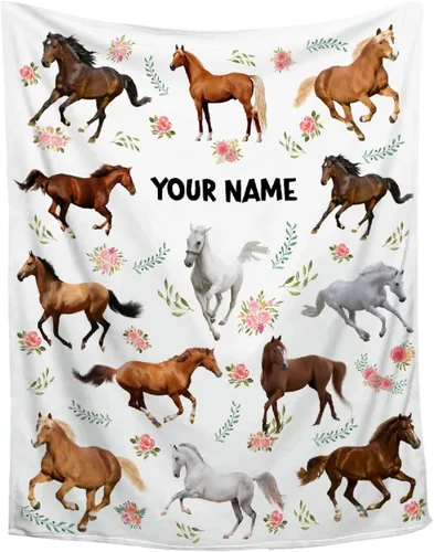 Miniatura 10 de Mantas de Caballo Regalos para Niñas y Niños, Manta de Franela Floral Ultra Suave para Decoración de Sofá/Sofá/Viajes/Campamento, Regalos