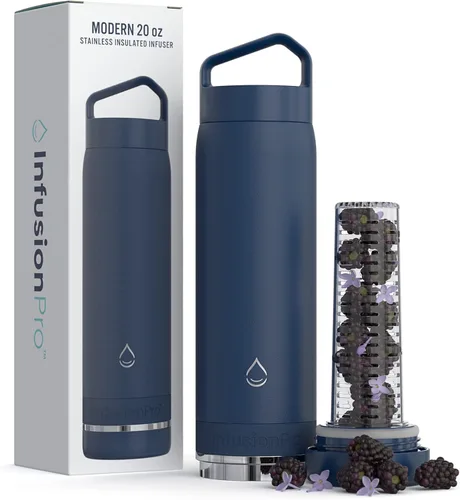 Miniatura 11 de Infusion Pro Botella de agua con infusor de frutas, acero inoxidable aislado al vacío (20 onzas), libro electrónico de recetas de infusión de Lagoon