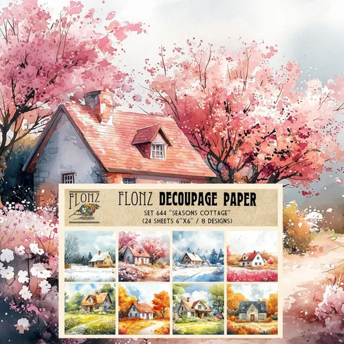 Miniatura 2 de Decoupage - Paquete de papel (24 hojas de 6 x 6 pulgadas), místico bosque nevado ~ árboles estilizados en colores profundos de invierno, cielos