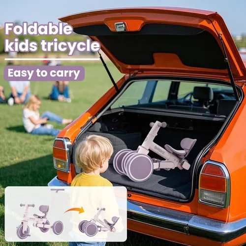 Miniatura 6 de BoBike Triciclo 5 en 1 para niños pequeños de 18 meses a 5 años, bicicleta para niños con pedales mejorados, mango de empuje para padres, bicicleta