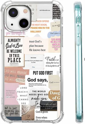 Miniatura 19 de Funda para Celular con Versículos de la Biblia, Colocación de Citas Cristianas de Jesús, Diseño Collage, Funda Protectora Suave de TPU de Moda