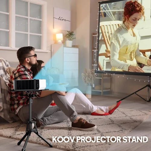 Miniatura 7 de KOOV Soporte para proyector de altura ajustable de 20 a 61 pulgadas, soporte de trípode plegable para proyector con bandeja para mouse y soporte