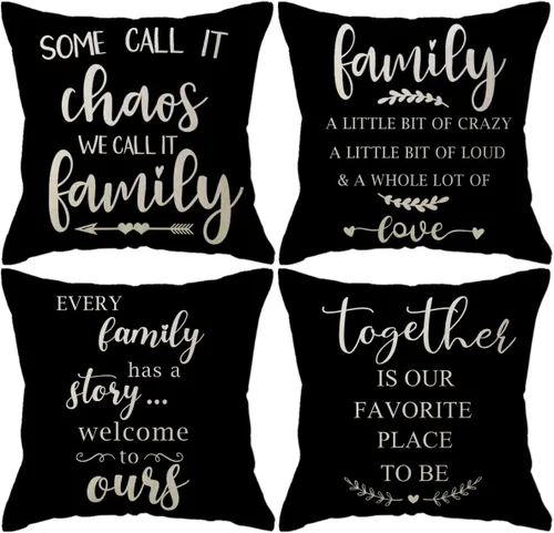 Miniatura 8 de ULOVE LOVE YOURSELF Juego de 4 fundas de cojín decorativas con citas para el hogar, 18 x 18 pulgadas, fundas de almohada rústicas con palabras