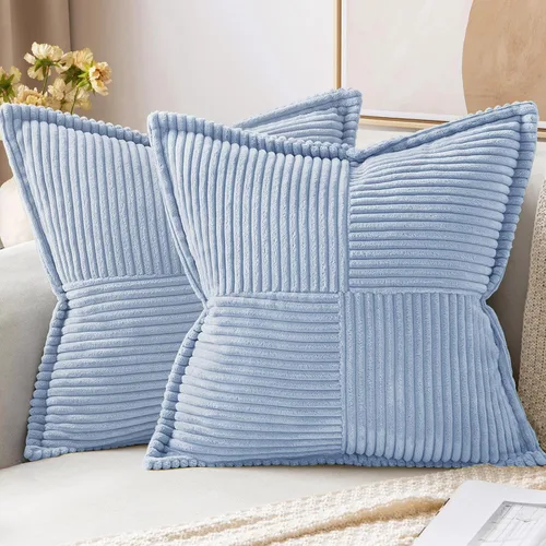 Miniatura 20 de MIULEE - Juego de 2 fundas de almohada decorativas para sofá, cama, sala de estar, 18 x 18 pulgadas, azul bohemio, acentos de estilo bohemio