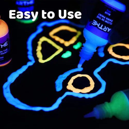 Miniatura 5 de Artme Pintura que brilla en la oscuridad, juego de 12 colores brillantes de 1.0 fl oz/1 oz, fluorescente brillante de larga duración, perfecta