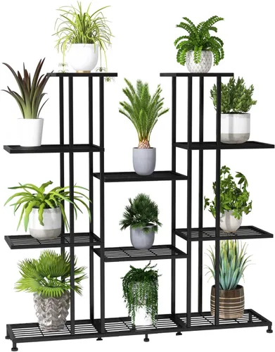 Twhep Soporte de metal resistente para plantas, gran soporte multifuncional para interiores y exteriores, para estante alto grande para sala de