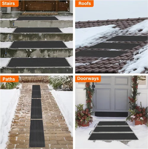 Miniatura 9 de Alfombrillas para derretir nieve para exteriores, 20 x 60 pulgadas, antideslizantes, con calefacción, 338 W, 120 V, alfombrillas térmicas