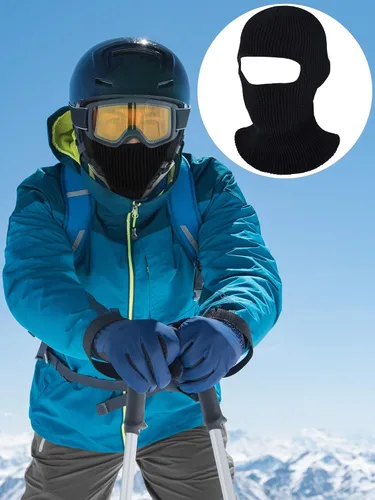 Miniatura 2 de WILLBOND Pasamontañas de invierno para adultos, 2 piezas, 1 agujero, de punto, para deportes al aire libre
