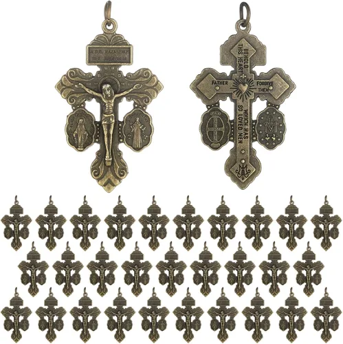 30 piezas de crucifijo católico para hacer rosarios a granel de 2.2 pulgadas, dijes de cruz colgantes, crucifijo de perdón para rosarios,