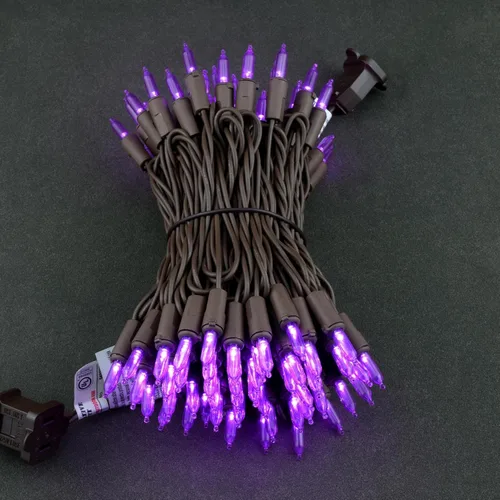 Miniatura 2 de YULETIME - Luces de Navidad LED púrpuras con cable marrón, 33 pies, 100 unidades, juego de luces de cadena certificadas por UL, calidad comercial