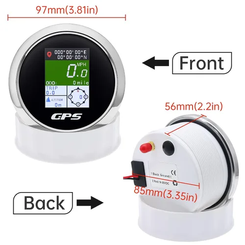 Miniatura 5 de Velómetro GPS MAIMEIMI 85mm 3-3/8" Velómetro GPS digital para embarcaciones impermeable MPH Nudos Km/h Ajustable para automóvil, marino, camión