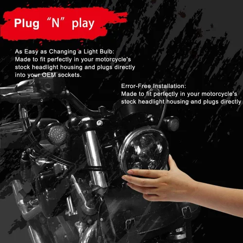 Miniatura 5 de Faro LED proyección Wisamic 5 – 3/4 pulgadas 5.75 pulgadas Daymaker para motocicletas Harley-Davidson 9 piezas foco, Negro