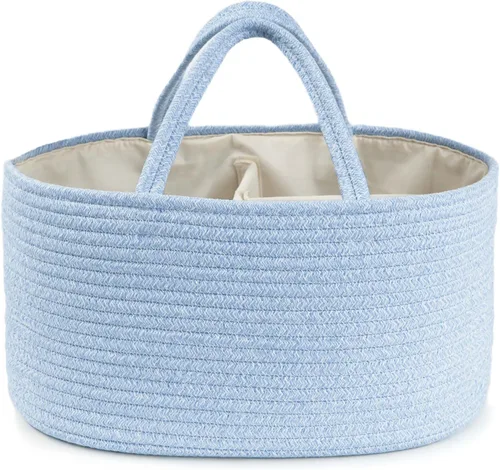 Miniatura 18 de Organizador de pañales, cesta de regalo vacía para artículos esenciales para recién nacidos, cesta de almacenamiento de bebé, elegante bolsa