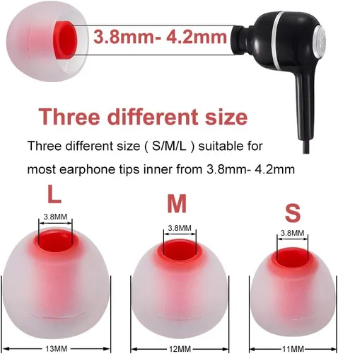 Miniatura 3 de Puntas de repuesto de auriculares de silicona suave para auriculares intrauditivos (agujero interior de auriculares de 0.150 in a 0.165 in), 9 pares