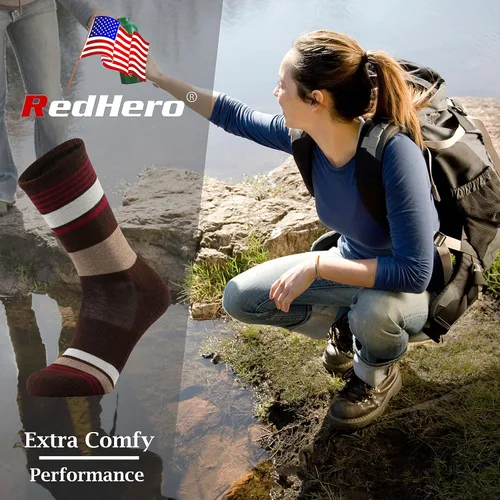 Miniatura 2 de Calcetines acolchados de lana merino para mujer con ligeros y suaves térmicos, para senderismo, senderismo, golf, senderismo, casual, para mujer