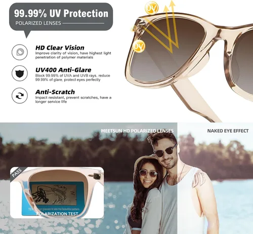 Miniatura 56 de MEETSUN Polarized Sunglasses for Women Men Classic Retro Square Frame Driving Sun Glasses UV Protection