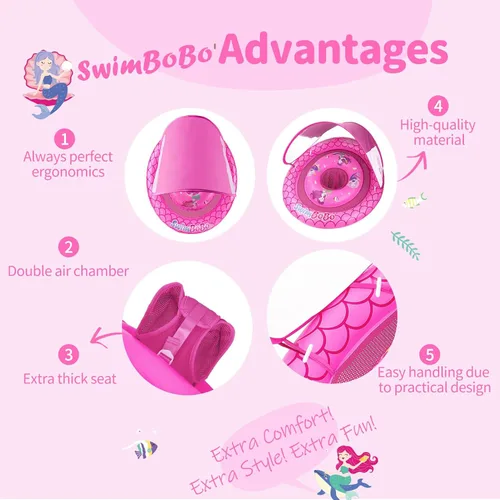 Miniatura 3 de Anillo flotador de piscina para bebé con toldo ajustable y asiento de seguridad para piscina de juguete para edades de 6 a 36 meses Rojo