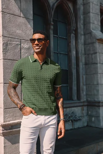 Miniatura 3 de PJ PAUL JONES Polo de punto para hombre de manga corta con cremallera de un cuarto