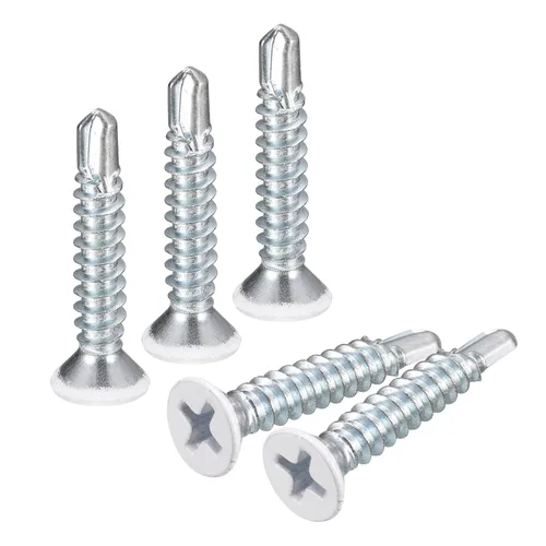 Miniatura 6 de uxcell Tornillos blancos #8 x 1/2" Tornillos autoperforantes, 100 tornillos Phillips de cabeza plana para chapa metálica Tornillos de madera a metal